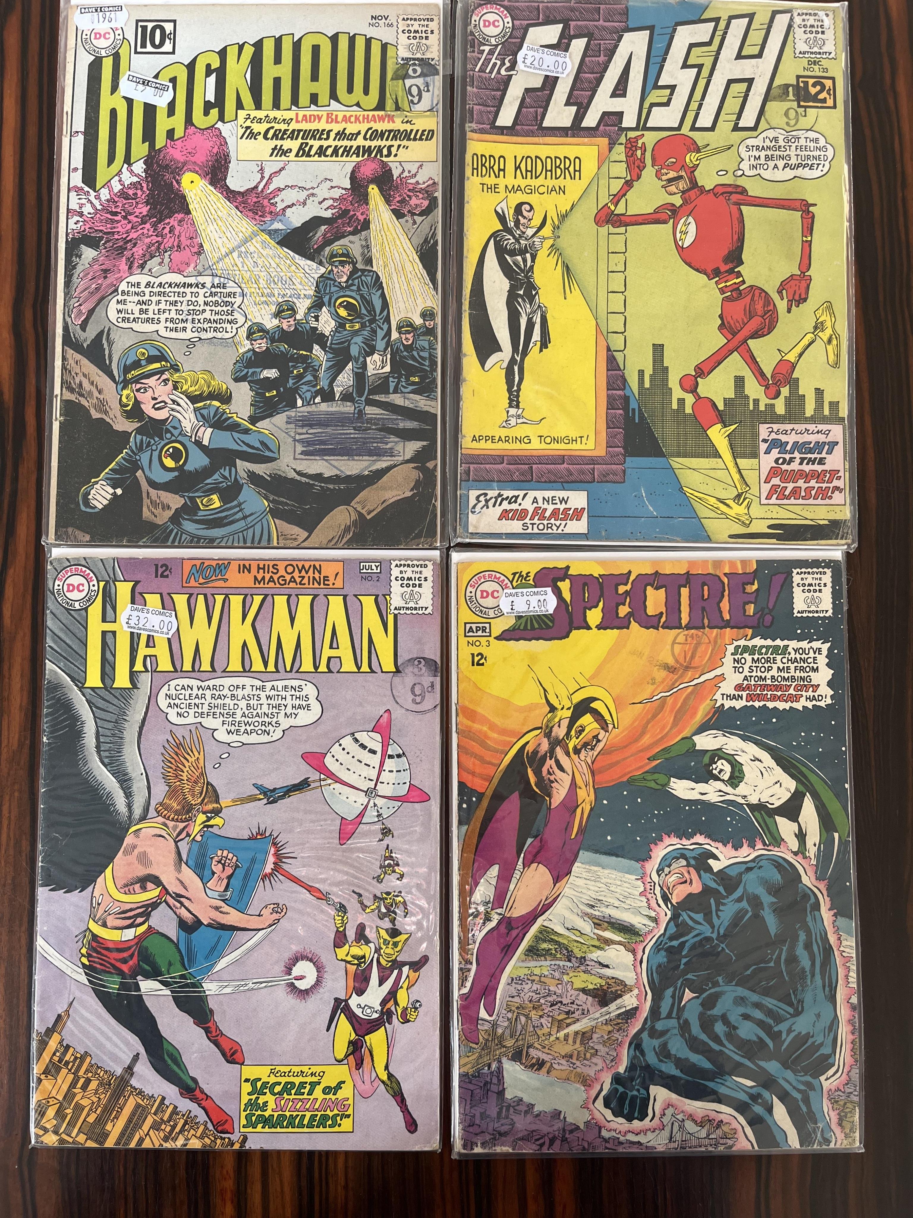 DC comics, Blackhawk, Vol. 1, 14 issues between #166–247, The Flash, Vol. 1, 14 issues between #133–207, Hawkman, Vol. 1, 13 issues between #2–25, The Spectre, Vol. 1, 4 issues between #3–9 and, Showcase presents Doctor